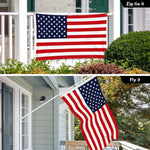 Load image into Gallery viewer, G128 Combo Pack: 6 Ft Tangle Free Aluminum Spinning Flagpole (White) &amp; American USA Flag 3x5 Ft, LiteWeave Pro Series Printed 150D Polyester, 4 Corner Brass Grommets  Pole with Flag Included