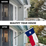 Load image into Gallery viewer, Combo Pack: 6 Feet Tangle Free Spinning Flagpole (Black) Texas TX State Flag 3x5 ft Printed 150D Brass Grommets (Flag Included) Aluminum Flag Pole
