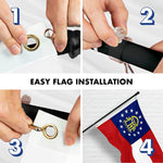 Load image into Gallery viewer, G128 Combo Pack: 6 Ft Tangle Free Spinning Flagpole (Black) &amp; Georgia Flag 3x5 Ft Embroidered 220GSM Spun Polyester, Brass Grommets (Flag Included) Aluminum Flag Pole