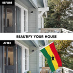 Load image into Gallery viewer, G128 Combo Pack: 6 Ft Tangle Free Spinning Flagpole (Silver) &amp; Ghana Flag 3x5 Ft Printed 150D Polyester, Brass Grommets (Flag Included) Aluminum Flag Pole