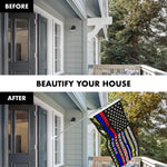 Load image into Gallery viewer, G128 Combo Pack: 6 Ft Tangle Free Aluminum Spinning Flagpole (Silver) &amp; Thin Line First Responders American Flag 3x5 Ft, LiteWeave Pro Series Printed 150D Polyester  Pole with Flag Included