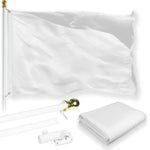 Load image into Gallery viewer, G128 Combo Pack: 5 Ft Tangle Free Aluminum Spinning Flagpole (White) &amp; Solid White Color Flag 2x3 Ft, LiteWeave Pro Series Printed 150D Polyester  Pole with Flag Included