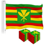 Load image into Gallery viewer, G128 10 Pack: Hawaii Kanaka Maoli Flag  3x5 Ft  LiteWeave Pro Series Printed 150D Polyester  Indoor/Outdoor, Vibrant Colors, Brass Grommets, Thicker and More Durable Than 100D 75D Polyester