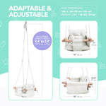 Load image into Gallery viewer, Canvas Baby Swing Wooden Hanging Swing Seat Chair with Safety Belt Durable Baby Swing Chair Outdoor and Indoor Swing for Kids Mounting Hardware Included Ivory