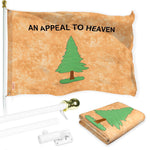 Load image into Gallery viewer, G128 Combo Pack: 6 Ft Tangle Free Aluminum Spinning Flagpole (White) &amp; An Appeal to Heaven TeaStained Flag 3x5 Ft, LiteWeave Pro Series Printed 300D Polyester  Pole with Flag Included