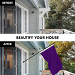 Load image into Gallery viewer, G128 Combo Pack: 5 Ft Tangle Free Aluminum Spinning Flagpole (Black) &amp; Solid Purple Color Flag 2x3 Ft, LiteWeave Pro Series Printed 150D Polyester  Pole with Flag Included