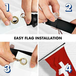 Load image into Gallery viewer, Combo Pack: 6 Feet Tangle Free Spinning Flagpole (Black) Switzerland Swiss Flag 3x5 ft Printed 150D Brass Grommets (Flag Included) Aluminum Flag Pole