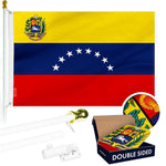 Load image into Gallery viewer, G128 Combo Pack: 6 Ft Tangle Free Aluminum Spinning Flagpole (White) &amp; Venezuela Venezuelan Flag 3x5 Ft, Double ToughWeave Series Double Sided Embroidered 210D Polyester  Pole with Flag Included