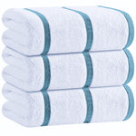 Load image into Gallery viewer, Cotton Pool Towels Oversized 35 x 70 Inch 3 Pack Ultra Absorbent and Low Lint Striped Beach Towels for Adults Stripes Design Luxury Extra Large Bath Towels Light Blue 3 Pack