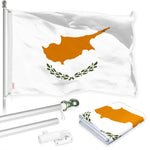 Load image into Gallery viewer, G128 Combo Pack: 6 Ft Tangle Free Aluminum Spinning Flagpole (Silver) &amp; Cyprus Cypriot Flag  3x5 Ft LiteWeave Pro Series Printed 150D Polyester  Pole with Flag Included