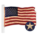 Load image into Gallery viewer, G128 Combo Pack: American USA TeaStained Flag 5x8 Ft &amp; Betsy Ross TeaStained Flag 5x8 Ft  Both ToughWeave Pro Series Embroidered 420D Polyester, Embroidered Design, Indoor/Outdoor, Brass Grommets