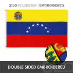 Load image into Gallery viewer, G128 Combo Pack: American USA Flag ToughWeave Series 3x5 Ft Single Sided &amp; Venezuela 7 Stars Venezuelan Flag Double Sided 3x5 Ft Double ToughWeave Series  Both Embroidered Polyester, Brass Grommets