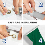 Load image into Gallery viewer, G128 Combo Pack: 5 Ft Tangle Free Aluminum Spinning Flagpole (Silver) &amp; Solid Dark Green Color Flag 2.5x4 Ft, LiteWeave Pro Series Printed 150D Polyester  Pole with Flag Included