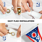 Load image into Gallery viewer, G128  6 Feet Tangle Free Spinning Flagpole (White) Ohio Flag Brass Grommets Embroidered 3x5 ft (Flag Included) Aluminum Flag Pole