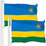 Load image into Gallery viewer, G128 2 Pack: Rwanda Rwandan Flag  3x5 Ft  LiteWeave Pro Series Printed 150D Polyester  Country Flag, Indoor/Outdoor, Vibrant Colors, Brass Grommets, Thicker and More Durable Than 100D 75D Polyester