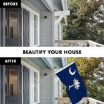 Load image into Gallery viewer, G128 Combo Pack: 6 Ft Tangle Free Spinning Flagpole (Silver) &amp; South Carolina Flag 3x5 Ft Embroidered 220GSM Spun Polyester, Brass Grommets (Flag Included) Aluminum Flag Pole