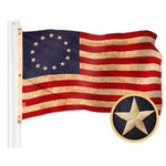 Load image into Gallery viewer, G128 Combo Pack: American USA TeaStained Flag 5x8 Ft &amp; Betsy Ross TeaStained Flag 5x8 Ft  Both ToughWeave Pro Series Embroidered 420D Polyester, Embroidered Design, Indoor/Outdoor, Brass Grommets