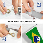 Load image into Gallery viewer, G128 Combo Pack: 6 Ft Tangle Free Aluminum Spinning Flagpole (Silver) &amp; Brazil Brazilian Flag 3x5 Ft, Double ToughWeave Series Double Sided Embroidered 210D Polyester  Pole with Flag Included