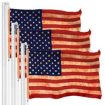 Load image into Gallery viewer, G128 3 Pack: American USA TeaStained Flag  3x5 Ft  LiteWeave Pro Series Printed 300D Polyester  Indoor/Outdoor, Vibrant Colors, Brass Grommets, Thicker and More Durable Than 100D 75D Polyester