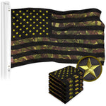 Load image into Gallery viewer, G128 5 Pack: American USA Camouflage Flag  3x5 Ft  ToughWeave Pro Series Embroidered 420D Polyester  Green Stars Camo Stripes, Embroidered Stars, Sewn Stripes, Indoor/Outdoor, Brass Grommets
