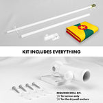 Load image into Gallery viewer, G128 Combo Pack: 6 Ft Tangle Free Aluminum Spinning Flagpole (White) &amp; Grenada Grenadian Flag 3x5 Ft, LiteWeave Pro Series Printed 150D Polyester  Pole with Flag Included