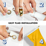 Load image into Gallery viewer, G128 Combo Pack: 5 Ft Tangle Free Aluminum Spinning Flagpole (White) &amp; Solid Golden Yellow Color Flag 2x3 Ft, LiteWeave Pro Series Printed 150D Polyester  Pole with Flag Included