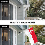 Load image into Gallery viewer, G128 Combo Pack: 6 Ft Tangle Free Aluminum Spinning Flagpole (White) &amp; Singapore Singaporean Flag 3x5 Ft, LiteWeave Pro Series Printed 150D Polyester  Pole with Flag Included