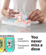 Load image into Gallery viewer, Weekly Pill Organizer 1 time a Day Pill Box 7 Day with Enhanced Waterproof Seal Large compartments Hold Big Vitamins &amp; Supplements Upgraded Locking lids for Home &amp; Travel use Durable Hard case