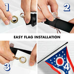 Load image into Gallery viewer, G128 Combo Pack: 5 Ft Tangle Free Aluminum Spinning Flagpole (Black) &amp; Ohio OH State Flag 2.5x4 Ft, ToughWeave Series Embroidered 300D Polyester  Pole with Flag Included