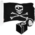 Load image into Gallery viewer, G128 5 Pack: Pirate Jolly Roger Bones Flag  16x24 In  ToughWeave Series Embroidered 300D Polyester  Novelty Flag, Embroidered Design, Indoor/Outdoor, Brass Grommets