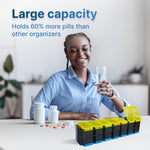 Load image into Gallery viewer, Extra Large Weekly Pill Organizer 2 Times a Day XL Pill Case Am Pm Yellow Blue