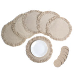 Load image into Gallery viewer, The Fine Living Co. Braided Cotton Placemats (Set of 6 15 Inches) with 6 Free Coasters Washable Anti Slip Heat Resistant Mats Boho Woven Round Table Mats for House Decor Kitchen and Dining