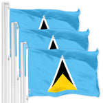Load image into Gallery viewer, G128 3 Pack: Saint Lucia Saint Lucian Flag  3x5 Ft  LiteWeave Pro Series Printed 150D Poly  Country Flag, Indoor/Outdoor, Vibrant Colors, Brass Grommets, Thicker and More Durable Than 100D 75D Poly