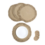 Load image into Gallery viewer, The Fine Living Co. Braided Cotton Placemats (Set of 4 15 Inches) with 4 Free Coasters Washable Anti Slip Heat Resistant Mats Boho Woven Round Table Mats for House Decor Kitchen and Dining