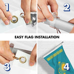 Load image into Gallery viewer, G128 Combo Pack: 6 Ft Tangle Free Aluminum Spinning Flagpole (Silver) &amp; Kazakhstan Kazakhstani Flag  3x5 Ft LiteWeave Pro Series Printed 150D Polyester  Pole with Flag Included