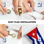 Load image into Gallery viewer, G128 Combo Pack: 6 Ft Tangle Free Aluminum Spinning Flagpole (White) &amp; Cuba Cuban Flag 3x5 Ft, ToughWeave Series Embroidered 300D Polyester  Pole with Flag Included