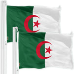 Load image into Gallery viewer, G128 2 Pack: Algeria Algerian Flag  3x5 Ft  Printed 150D Polyester  Indoor/Outdoor, Vibrant Colors, Brass Grommets, Quality Polyester, Much Thicker More Durable Than 100D 75D Polyester