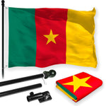 Load image into Gallery viewer, G128 Combo Pack: 6 Feet Tangle Free Spinning Flagpole (Black) Cameroon Cameroonian Flag 3x5 ft Printed 150D Brass Grommets (Flag Included) Aluminum Flag Pole