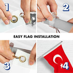 Load image into Gallery viewer, G128 Combo Pack: 6 Ft Tangle Free Spinning Flagpole (Silver) &amp; Turkey Flag 3x5 Ft Printed 150D Polyester, Brass Grommets (Flag Included) Aluminum Flag Pole