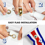 Load image into Gallery viewer, G128 Combo Pack: 6 Ft Tangle Free Aluminum Spinning Flagpole (White) &amp; Costa Rica Costa Rican Flag 3x5 Ft, ToughWeave Series Embroidered 300D Polyester  Pole with Flag Included