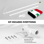 Load image into Gallery viewer, G128 Combo Pack: 6 Ft Tangle Free Aluminum Spinning Flagpole (White) &amp; Syria Syrian Flag 3x5 Ft, LiteWeave Pro Series Printed 150D Polyester  Pole with Flag Included