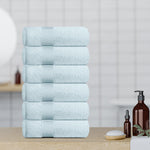 Load image into Gallery viewer, Resort Collection Soft Hand Towels 16x27 in 6 Pack Light Blue Luxury Hotel