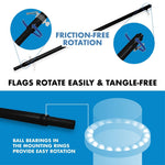 Load image into Gallery viewer, G128 Combo Pack: 6 Ft Tangle Free Aluminum Spinning Flagpole (Black) &amp; Thin Line First Responders American Flag 3x5 Ft, LiteWeave Pro Series Printed 150D Polyester  Pole with Flag Included