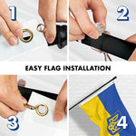Load image into Gallery viewer, G128 Flag Pole 6FT Black Tangle Free &amp; Ukraine Ukrainian Coat of Arms Flag 3x5 Ft Combo Printed 150D Polyester