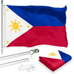 Load image into Gallery viewer, Flag Pole 6FT Silver Tangle Free &amp; Philippines Philippine Flag 3x5 Ft Combo Printed 150D Polyester By G128