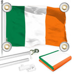 Load image into Gallery viewer, G128 Combo Pack: 6 Ft Tangle Free Aluminum Spinning Flagpole (Silver) &amp; Ireland Irish Flag 3x5 Ft, LiteWeave Pro Series Printed 150D Polyester, 4 Corner Brass Grommets  Pole with Flag Included
