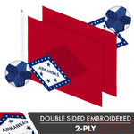 Load image into Gallery viewer, G128 2 Pack: Arkansas AR State Flag  3x5 Ft  Double ToughWeave Series Double Sided Embroidered 210D Polyester  Embroidered Design, Indoor/Outdoor, Brass Grommets, Heavy Duty, 2ply