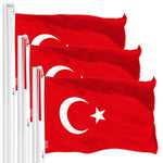 Load image into Gallery viewer, G128 3 Pack: Turkey Turkish Flag  3x5 Ft  LiteWeave Pro Series Printed 150D Polyester  Country Flag, Indoor/Outdoor, Vibrant Colors, Brass Grommets, Thicker and More Durable Than 100D 75D Polyester