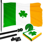 Load image into Gallery viewer, G128 Combo Pack: 5 Ft Tangle Free Aluminum Spinning Flagpole (Black) &amp; Ireland Irish Shamrock Flag 2.5x4 Ft, ToughWeave Series Embroidered 300D Polyester  Pole with Flag Included