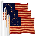 Load image into Gallery viewer, G128 3 Pack: Betsy Ross TeaStained Flag  3x5 Ft  LiteWeave Pro Series Printed 300D Polyester  Historical Flag, Vibrant Colors, Brass Grommets, Thicker and More Durable Than 100D 75D Polyester